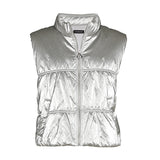 SILVER SLEEVELESS QUILTED JACKET