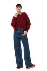 DECORATIVE RELIEF PATTERN SUPPLE DENIM TROUSERS