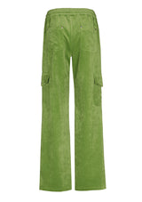 GREEN STRAIGHT-FITTING CORDUROY TROUSERS