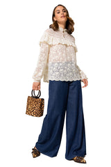 ELASTIC WAIST PALAZZO JEANS