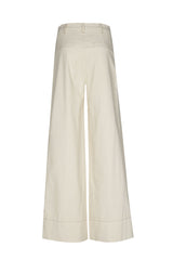 CREAM WIDE COTTON TROUSERS