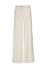 CREAM WIDE COTTON TROUSERS