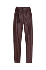 VEGAN LEATHER CARROT-FIT TROUSERS