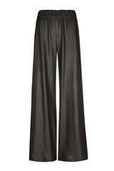 COFFEE VEGAN LEATHER PALAZZO TROUSERS