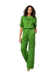GREEN STRAIGHT CARGO TROUSERS