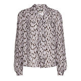 LEAF PRINTED LOOSE FLOUNCED BOW BLOUSE