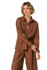 VEGAN LEATHER SHIRT BLOUSE