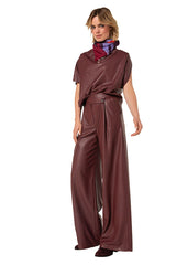 VEGAN LEATHER ASYMMETRIC TOP