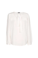 BOW EFFECT POPLIN BLOUSE