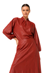 VEGAN LEATHER COMFORTABLE STRAIGHT TOP