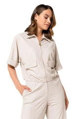 CIMENT VEGAN LEATHER COMFORTABLE BLOUSE JACKET