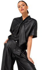 BLACK VEGAN LEATHER TOP