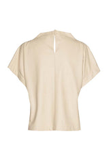 IVORY SHORT STRAIGHT ECO-LEATHER TOP