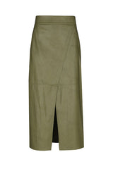 VEGAN LEATHER COMFORTABLE STRAIGHT MIDI SKIRT