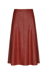 VEGAN LEATHER A-LINE MIDI SKIRT