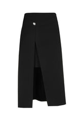 FRONT SLIT SUBTLE OVERLAP MIDI SKIRT