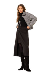 FRONT SLIT SUBTLE OVERLAP MIDI SKIRT