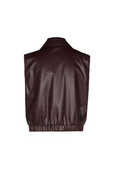 VEGAN LEATHER SLEEVELESS JACKET