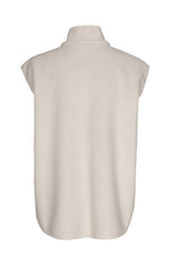 CREAM SOFT VELVET FABRIC SLEEVELESS JACKET