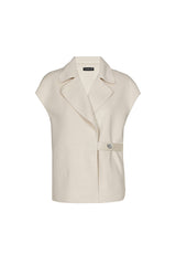 CREAM ASYMMETRICAL SHORT SLEEVELESS JACKET