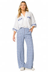 LEAF PRINT STRAIGHT TROUSERS
