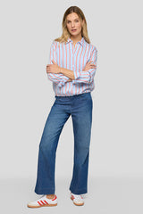 DRAWSTRING RED STRIPES BLOUSE