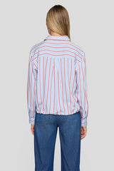 DRAWSTRING RED STRIPES BLOUSE