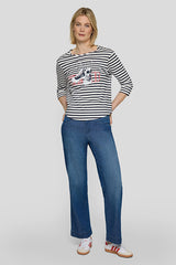 SNEAKER MOTIF SEQUINS STRIPED T-SHIRT