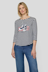 SNEAKER MOTIF SEQUINS STRIPED T-SHIRT