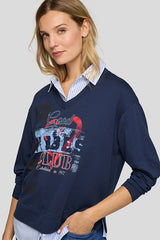 V-NECK BLOUSE INSERT SWEATSHIRT