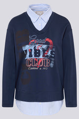 V-NECK BLOUSE INSERT SWEATSHIRT