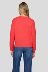 CORAL ZIPPED ROUND NECK CARDIGAN