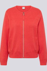 CORAL ZIPPED ROUND NECK CARDIGAN