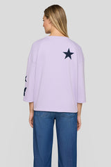 STAR AND BUTTERFLY APPLIQUES SWEATSHIRT