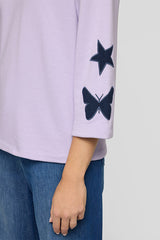 STAR AND BUTTERFLY APPLIQUES SWEATSHIRT