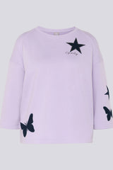 STAR AND BUTTERFLY APPLIQUES SWEATSHIRT