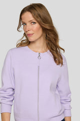 LILAC ZIPPED ROUND NECK CARDIGAN