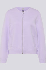 LILAC ZIPPED ROUND NECK CARDIGAN