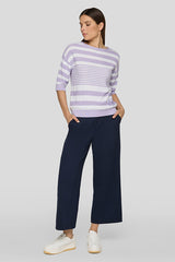 SHOULDER BUTTON DETAILS STRIPED SWEATER