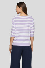 SHOULDER BUTTON DETAILS STRIPED SWEATER