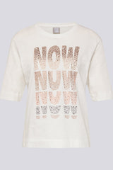GLITTERY FRONT DESIGN 3/4 SLEEVES T-SHIRT