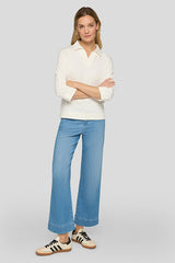 3/4 SLEEVE SPLIT NECK JERSEY TOP