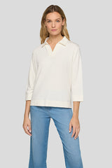 3/4 SLEEVE SPLIT NECK JERSEY TOP