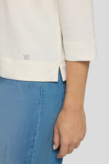3/4 SLEEVE SPLIT NECK JERSEY TOP