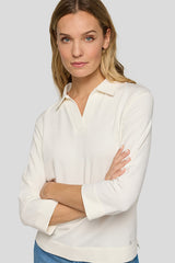 3/4 SLEEVE SPLIT NECK JERSEY TOP