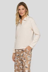 POLO COLLAR RHINESTONE DETAILS T-SHIRT
