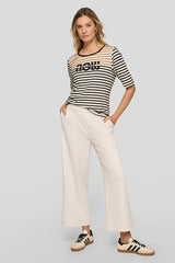 MESSAGE PRINT STRIPED T-SHIRT