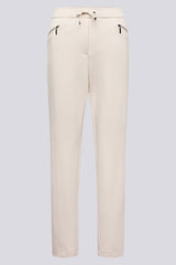 BEIGE ZIPPERED POCKETS DRAWSTRING TROUSERS