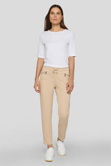 BROWN ZIPPERED POCKETS DRAWSTRING TROUSERS