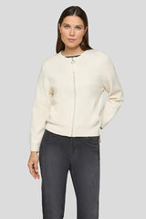 ALABASTER ZIPPED ROUND NECK CARDIGAN